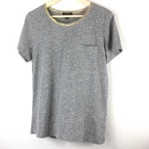 JCrew Heathered Gray T-Shirt Metallic Trim Medium